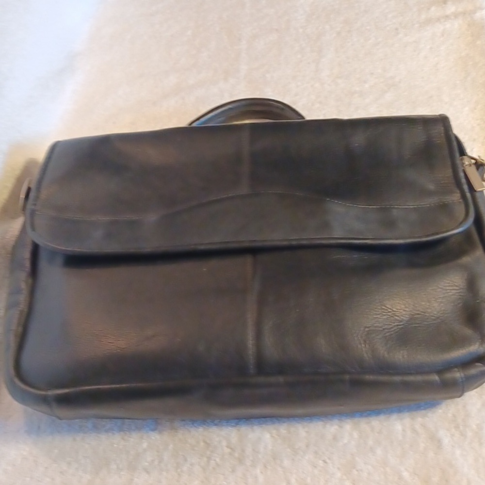 Genuine leather brief case made in Columbia black leather